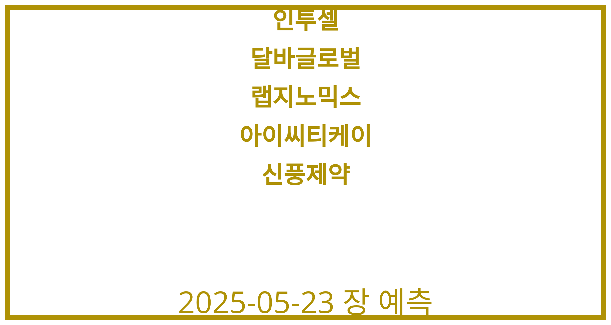 인투셀, 달바글로벌, 랩지노믹스, 아이씨티케이, 신풍제약 2025-05-23 주식 분석