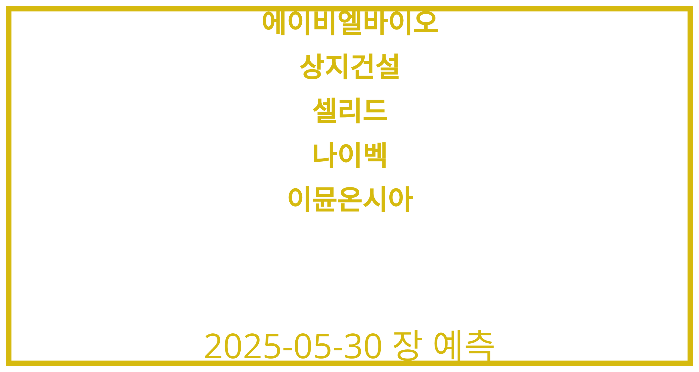 에이비엘바이오, 상지건설, 셀리드, 나이벡, 이뮨온시아 2025-05-30 주식 분석